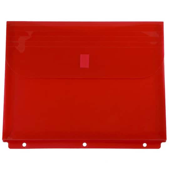 JAM Paper 9.5" x 11.5" Hook & Loop Closure 3-Hole Punch Plastic Envelopes